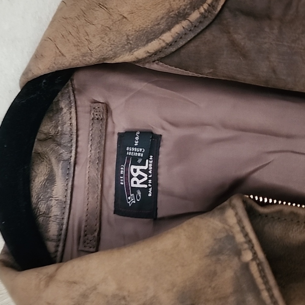 Double RL womens distressed brown leather jacket - Picture 9 of 9